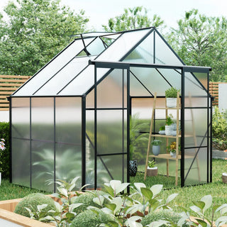 Double Door Polycarbonate Greenhouse Raised Base and Anchor Aluminum Heavy Duty Walk-in Greenhouses for Outdoor Backyard in All Season