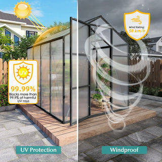 Walk-In Outdoor Polycarbonate Greenhouse with Aluminum Frame – Adjustable Vents, Lockable Door & UV Protection for Backyard