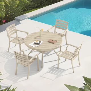 5-Piece Outdoor Patio Dining Set with 4 Stackable Metal Chairs & 40.6" Round Table for Lawn, Garden & Backyard