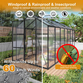 Walk-In Outdoor Polycarbonate Greenhouse with Aluminum Frame – Adjustable Vents, Lockable Door & UV Protection for Backyard