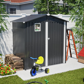 6FT x 4FT Metal Outdoor Storage Shed, Steel Garden Tool Shed for Backyard, Patio & Lawn Storage