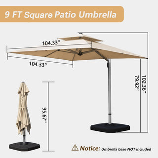 Aluminum Cantilever Patio Umbrella with Tilt Function – Outdoor Offset Market Umbrella for Backyard, Deck & Pool (Base Not Included)