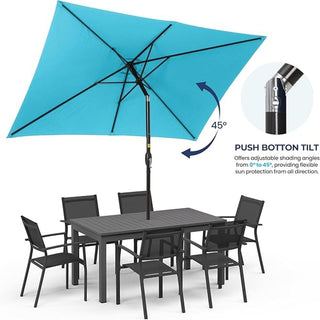 6.5X10 FT Rectangular Patio Umbrella with Crank, Tilt, Polyester UV-Resistant Without base
