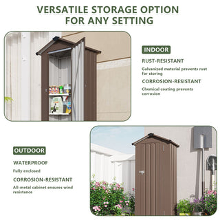 Small Metal Garden Storage Shed, Waterproof Galvanized Steel Tool Shed with Lockable Door