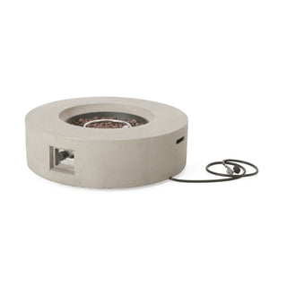 Outdoor 50,000 BTU Round MgO Concrete Propane Fire Pit, Light Gray/Dark Gray  (Tank Cover not Included)
