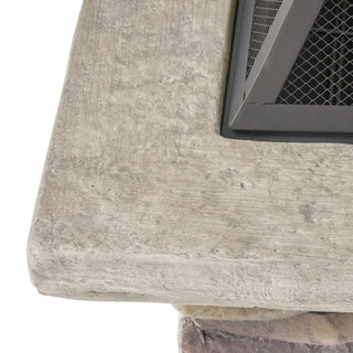 28" MGO Wood Burning Outdoor Fire Pit with Lid - Stone Gray