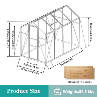 Walk-In Polycarbonate Greenhouse with Raised Base & Anchor Kit – Heavy-Duty Aluminum Greenhouse for Outdoor Backyard, All Seasons