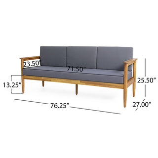 Elegant Acacia Wood Chair With Waterproof Cushions For Outdoor Use, 400 lb Capacity