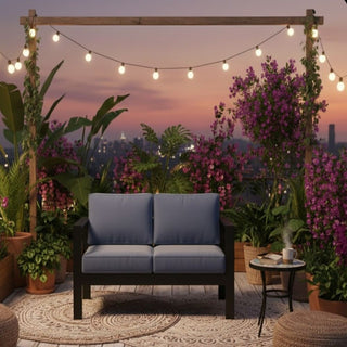 50 Inch All-Weather Aluminum Outdoor Two-Seater Sofa With Thick Cushions And Frame