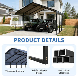 Heavy Duty Carport Shelter – Reinforced All-Weather Car Canopy for Vehicles, Boats & Equipment (Gray/White)