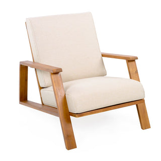 Patio Lounge Chair, Outdoor Club Chair with Cushion and Teak Acacia Wood Frame