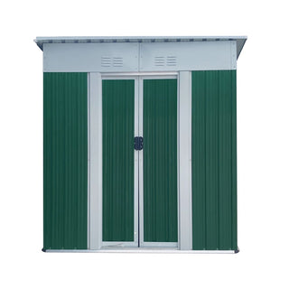 5x3 FT Green Mini Outdoor Storage Shed with Pent Roof, Aluminum Alloy Frame & Sliding Door, Compact Garden Tool Storage for Backyard & Patio