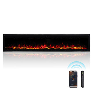Smart Electric Fireplace with 13 Flame Colors, WiFi & Voice Control, 750W/1500W Heater, LED Ember Bed & Remote