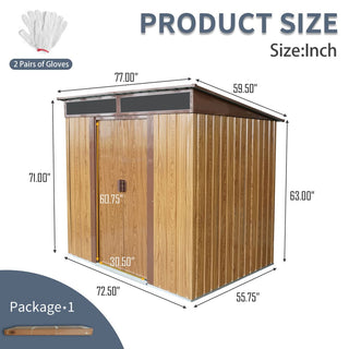 Outdoor Metal Storage Shed 6X5 FT with Window & Skylight Panel, Waterproof Tool Storage for Lawn & Patio