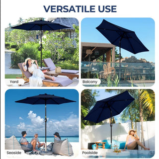 7.5 Ft Black Market Umbrella with Crank Lift & Tilt. UV-Resistant Canopy for Pool, Backyard & Patio Without base