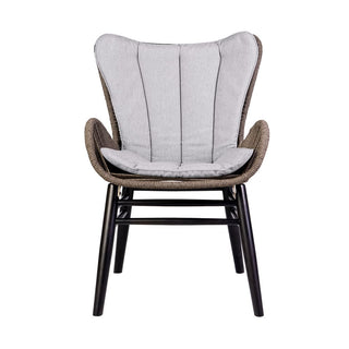 Outdoor Patio Dining Chair in Dark Eucalyptus Wood and Truffle Rope