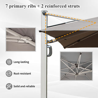Aluminum Cantilever Patio Umbrella with Tilt Function – Outdoor Offset Market Umbrella for Backyard, Deck & Pool (Base Not Included)