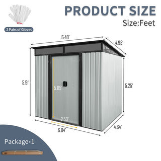 Outdoor Metal Storage Shed 6X5 FT with Window & Skylight Panel, Waterproof Tool Storage for Lawn & Patio