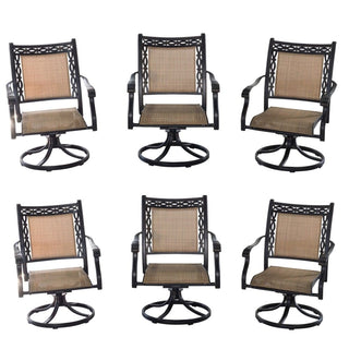 Outdoor Cast Aluminum Swivel Dining Chairs Set (2/4/6 PCS) with Cushions – 360° Rotation, Rust-Resistant Patio Seating
