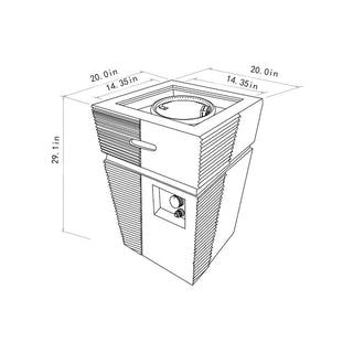 20" Propane Gas Fire Pit Table, 40000 BTU Square Concrete Fire Pit for Outside Patio Deck Garden Backyard-Light Gray