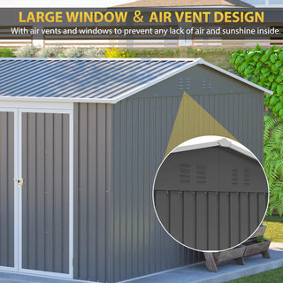 12 x 10 FT Outdoor Metal Storage Shed, Heavy-Duty Waterproof Steel Garden Tool Shed with Lockable Doors for Backyard, Patio & Lawn Storage