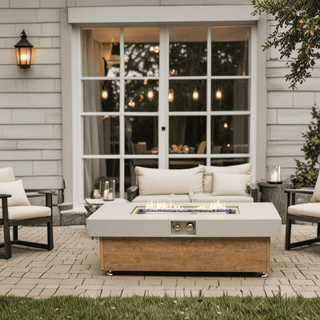 48_inch Iron Fire Pit Table with Wood Grain