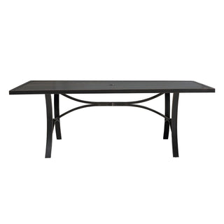 82 Inch Weather Resistan Rectangle Aluminum Patio Dining Table with Umbrella Hole