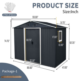 8X4 FT Outdoor Metal Storage Shed with Window and Metal Foundation for Backyard, Patio, Lawn