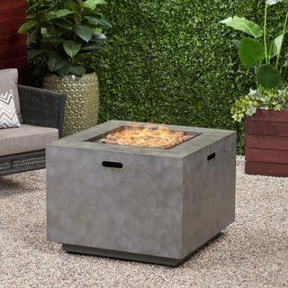 Outdoor Patio Propane Fire Pit 24'' H x 33'' W Square Iron Gas-burning Fire Pit - 50,000 BTU, Tank in side, Dark Grey/Stone Gray