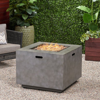 Outdoor Patio Propane Fire Pit 24'' H x 33'' W Square Iron Gas-burning Fire Pit - 50,000 BTU, Tank in side, Dark Gray/Grey
