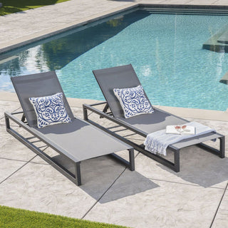Five-Position Adjustable Two-Piece Outdoor Lounge Chair With Durable Aluminum Frame And Textilene Mesh Fabric