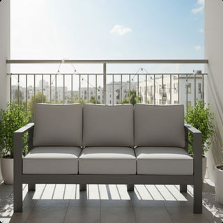 75 In All-Weather Metal 3-Seat Patio Sofa Couch with Thick Cushions & Frame