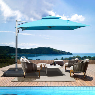 Aluminum Cantilever Patio Umbrella with Tilt Function – Outdoor Offset Market Umbrella for Backyard, Deck & Pool (Base Not Included)