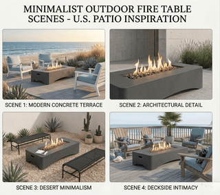 56-Inch Propane Fire Pit Table, 50,000 BTU Concrete Gas Fire Pit for Patio, Backyard & Deck with Lava Rocks & Cover