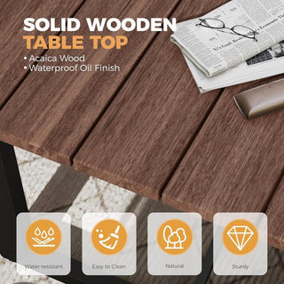 7-Piece Outdoor Patio Dining Set with Wooden Table & Umbrella Hole | 6 Wicker Chairs with Aluminum Frame & Olefin Cushions