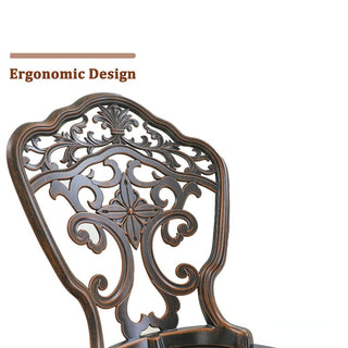 2-Piece Antique Bronze/White Cast Aluminum Stackable Outdoor Dining Chairs with Elegant European-Style Design for Patio & Garden