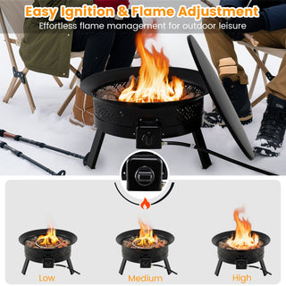 24.5 Inch Portable Propane Fire Pit with Carry Strap and Folding Legs