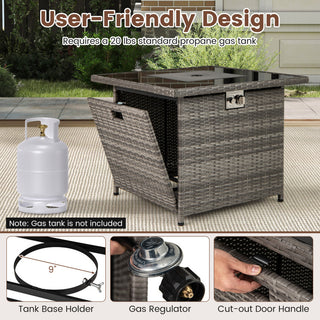 32.5 Inch Propane Fire Pit Table 50000 BTU with Tempered Glass Tabletop