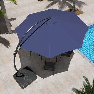 12-FT Luxury Curved Cantilever Umbrella With Base, 360° Rotatable,Suitable For Markets, Swimming Pools, Gardens, Backyards, And Patios