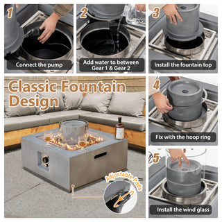 28 Inch 50000 BTU Patio Square Propane Fire Pit with PVC Cover