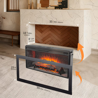 42-Inch Infrared Electric Fireplace with Removable Mantel & Insert – Touch Panel Electric Fireplace Heater for Home Decor