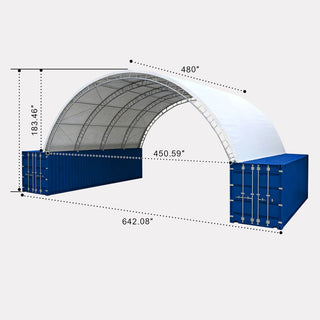 40ft x 40ft Double Frame Container Canopy – Heavy-Duty Tarpaulin Warehouse Shelter (Containers Not Included)
