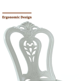 Mondawe 2-Piece Antique Bronze/White Cast Aluminum Stackable Outdoor Dining Chairs with Vintage European-Style Pattern for Patio & Garden