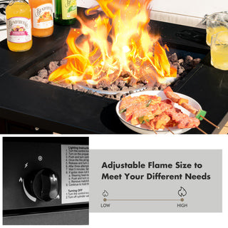 28 Inch Propane 50,000 BTU Patio Square Gas Fireplace with Lava Rock