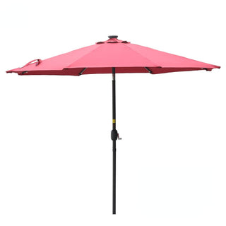 9ft Solar LED Patio Umbrella – Outdoor Market Umbrella with 32 LED Lights, Tilt & Crank