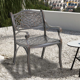 Set of 2 Vintage Cast Aluminum Outdoor Dining Chairs in Antique Bronze – Ergonomic Patio Chairs, Rust-Resistant, Weather-Resistant