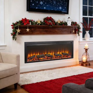 54-Inch Built-In Electric Fireplace Insert with Remote Control – Multi-Color Flame & Ember Effects, Dual Safety Protection