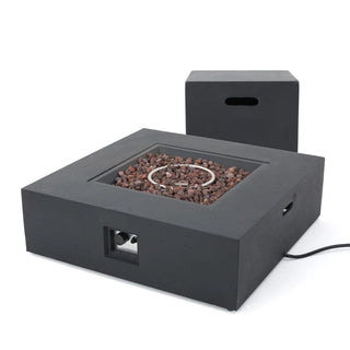 Outdoor 50000 BTU Propane Fire Pit, Dark Grey, with Tank Holder