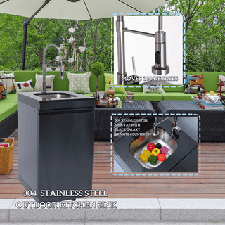 Mondawe 46" 4-Burner Outdoor Kitchen Island Grill, 72,000 BTU Stainless Steel BBQ with Wine Cooler, Rotisserie, Sink & Granite Countertop