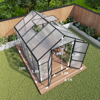 New-Design Walk-In Polycarbonate Greenhouse with Heavy-Duty Aluminum Frame – All-Season Garden & Backyard Greenhouse